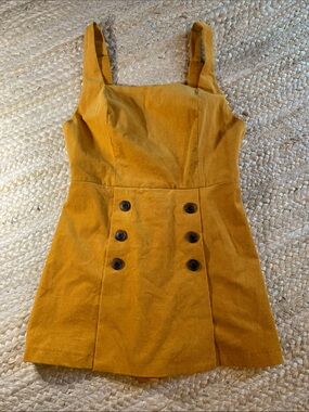 BDG Mustard Corduroy Pinafore Shorts Romper